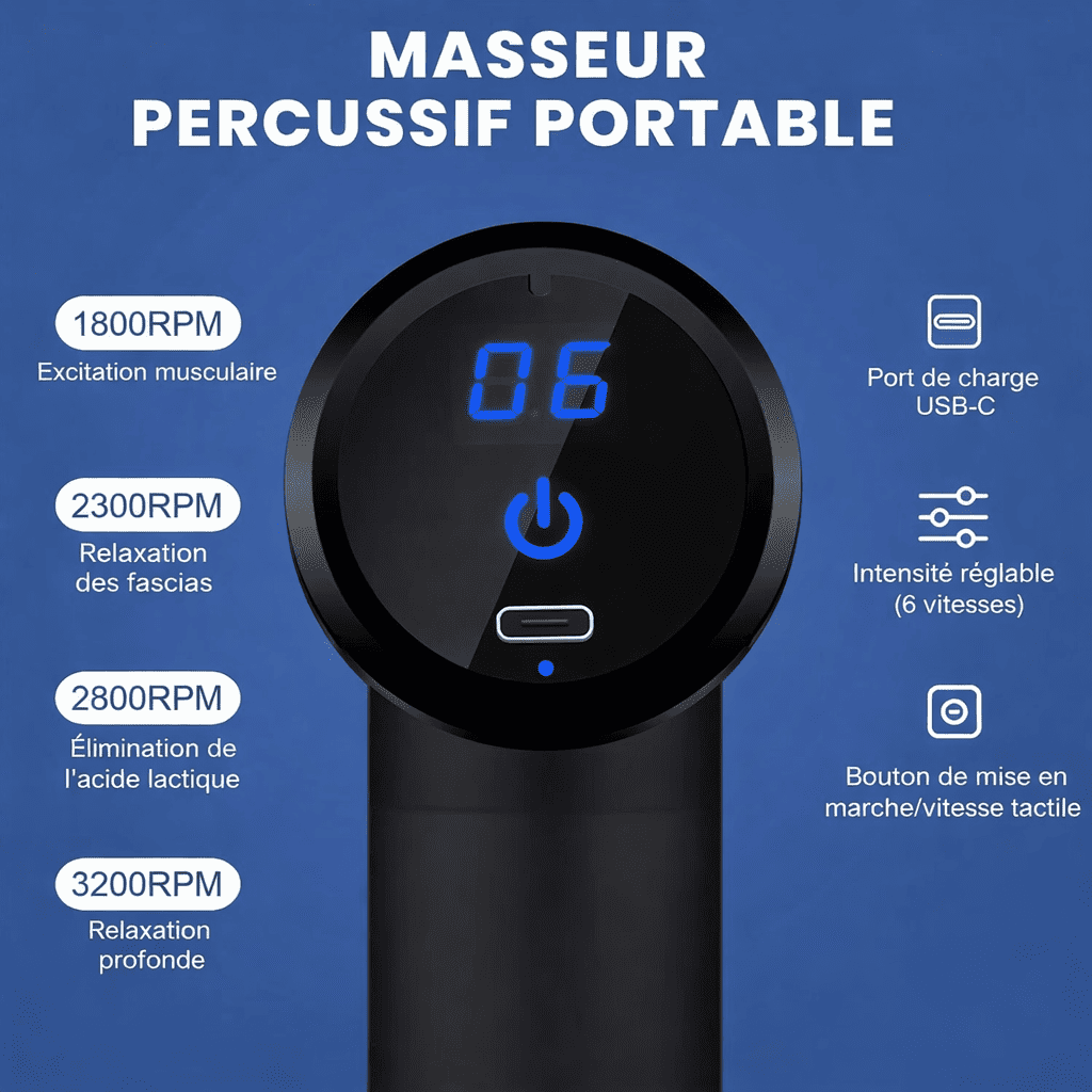 Pistolet de Massage - 4 Têtes