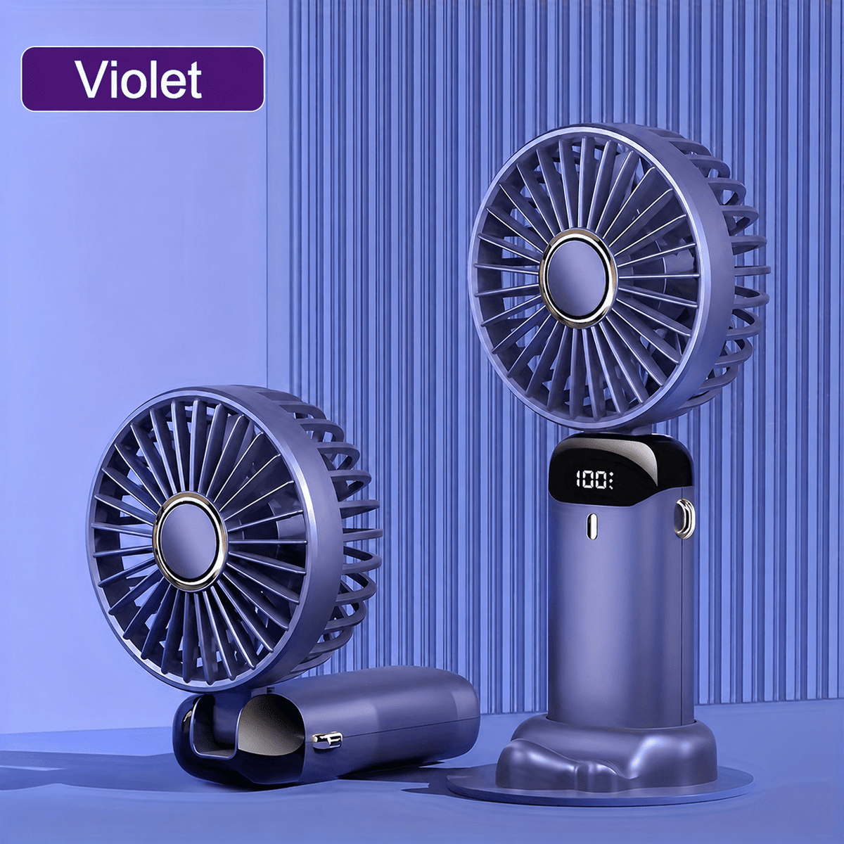 Mini Ventilateur Portable Rechargeable USB – Pliable, LED & 5 Vitesses